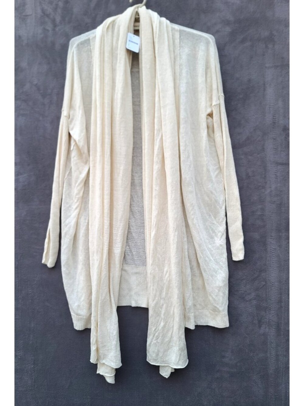 Free People Linen Blend Ivory Draped Cardigan Sweater S Classic Coastal Chic NWT